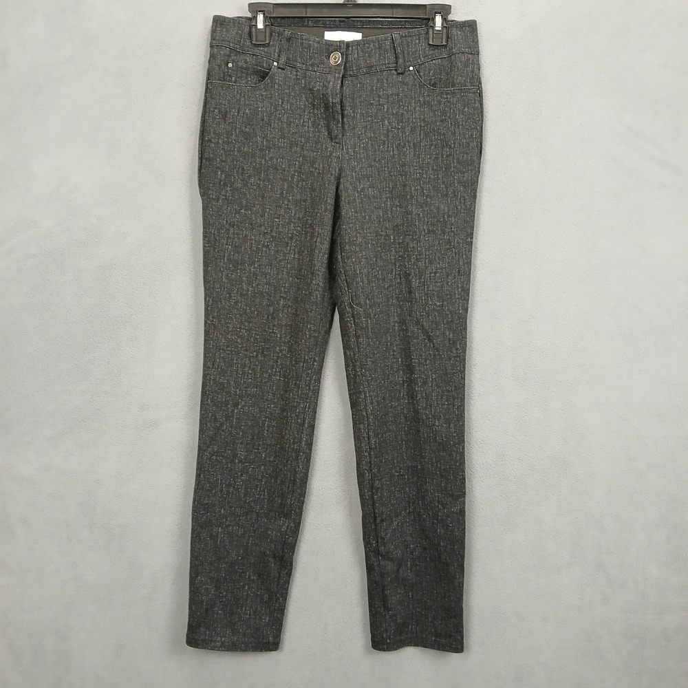 89th & Madison Luxe Ponte Straight Leg Faux Pants Womens 6 Black Stretch Casual